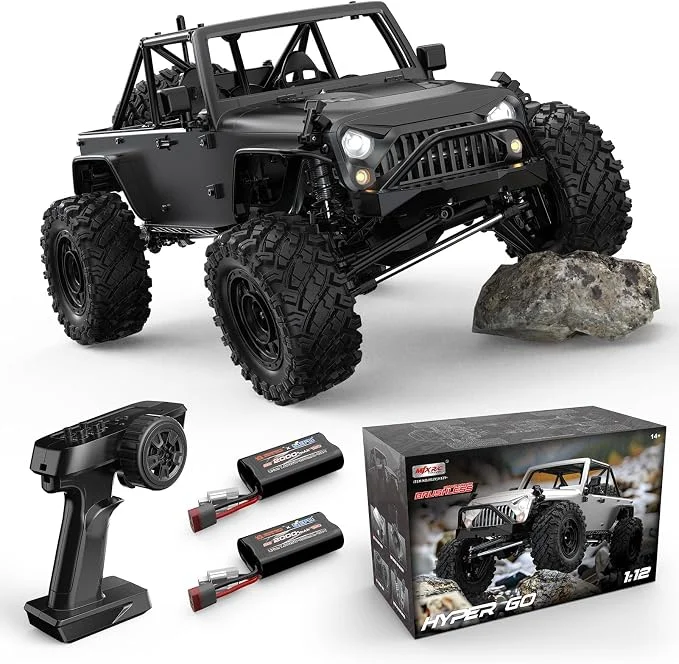 HYPER GO H12Y 1/12 Brushless 4X4 RC Rock Crawlers for Adults, Metal Case Waterproof 4WD Off-Road RC Rock Trucks with Portal Axles, All Terrain RC Cars with 2 Battery