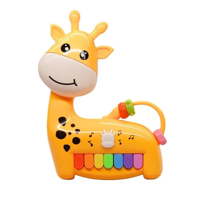 Giraffe Animal Piano Toy for Kids with Lights Sound & Music, Sensory Development, Ages 1+ Years, Hand-Eye Coordination, Interactive Learning