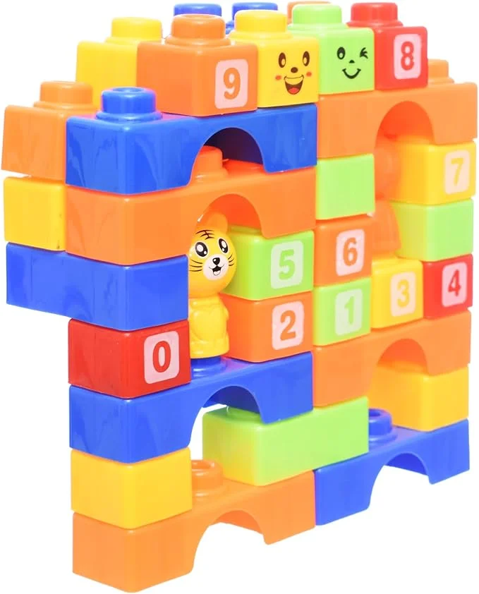 Plastic Building Blocks Toy With Bag And characters For Children Set Of 42 Pieces +3 - Multi Color