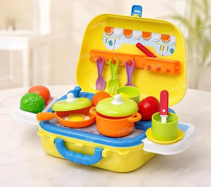 Zest 4 Toyz Kitchen Set for Girls with Suitcase Kitchen Playset for Girls Kitchen Cooking Suitcase (22 Pcs) Cooking Toy Pretend Play Toys for Kids