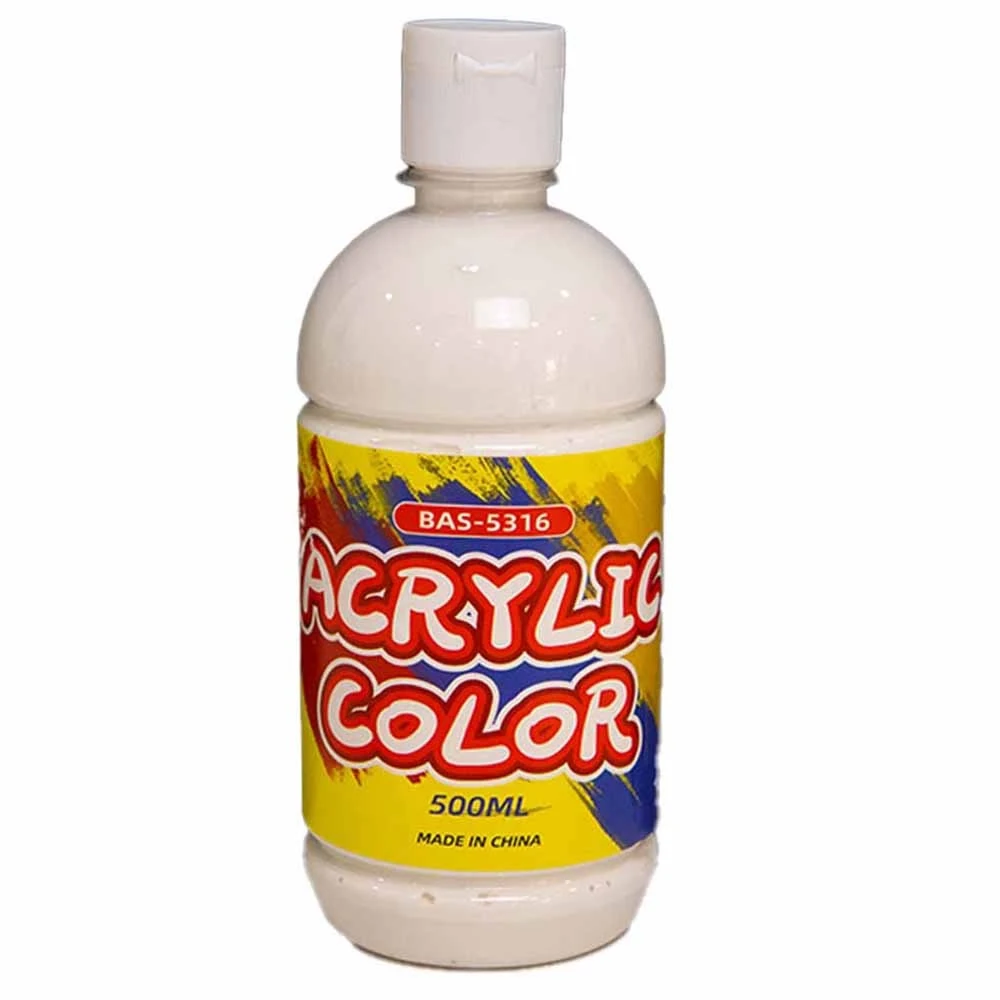Basic Acrylic Color Bottle, Art and Craft Colors, White Color- 500ml