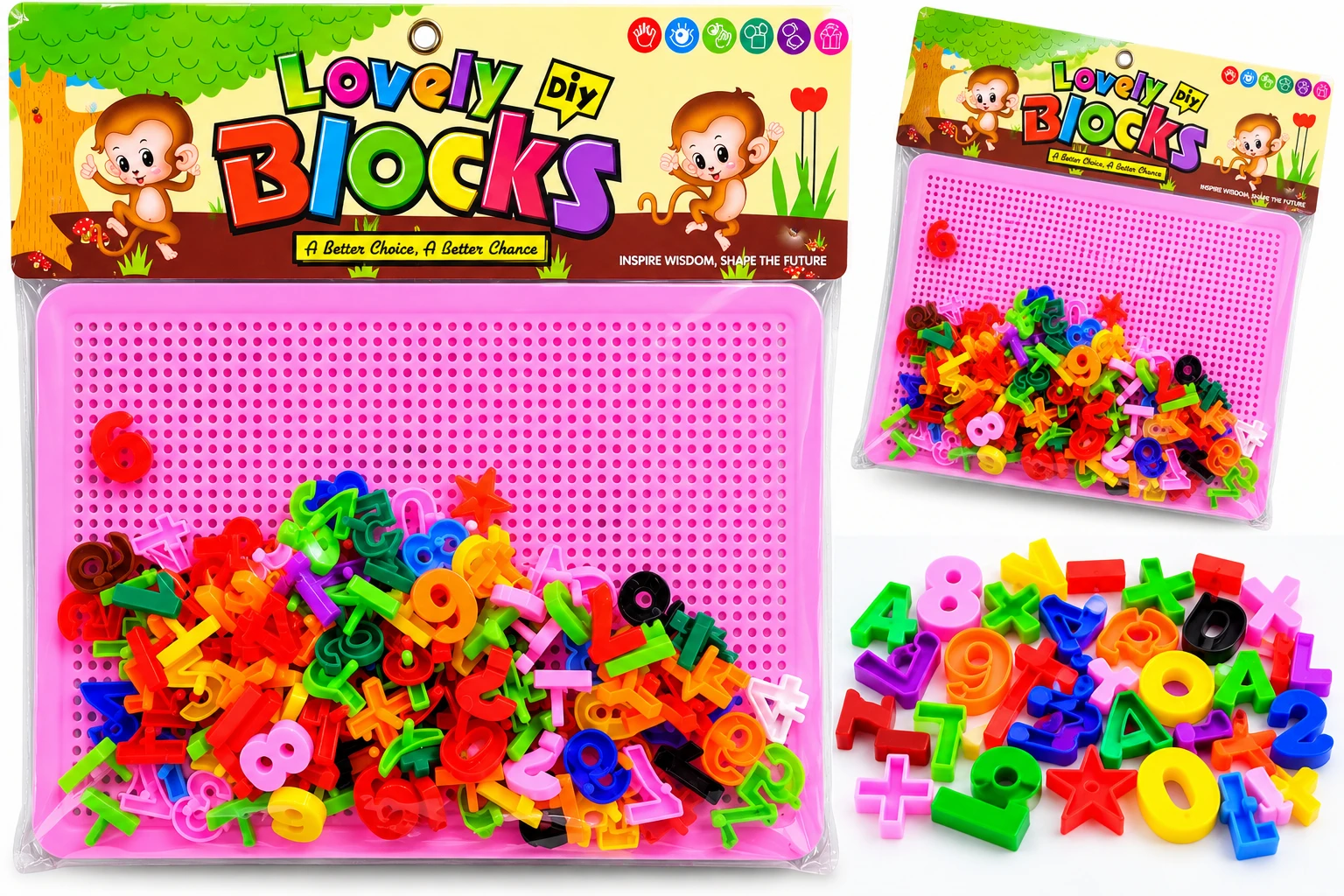 Lovely Blocks DIY Educational Pegboard Set for Kids – Colorful Alphabet, Numbers & Creative Learning Toy