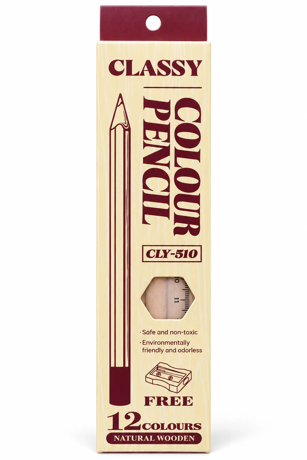Classy Natural Wooden Colour Pencils – 12 Colours (CLY-510)